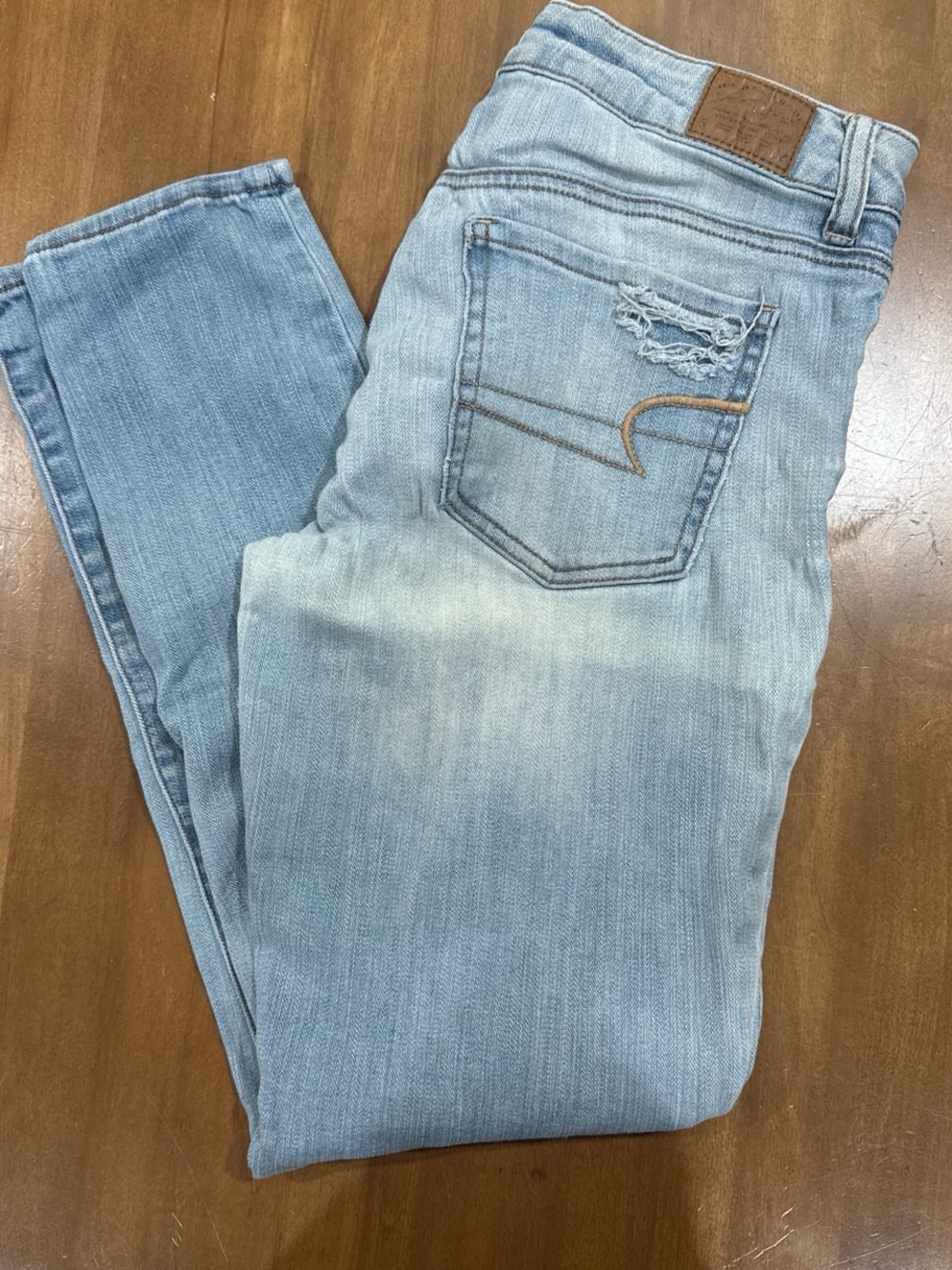 American Eagle Outfitters Light Blue Skinny Jeans - Distressed Back Pocket